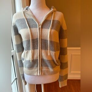 Brandy Melville Gray Stripe Hoody Sweater